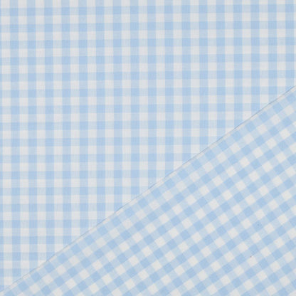 Tissu premium 100 % coton - bleu à carreaux 110 g/m²