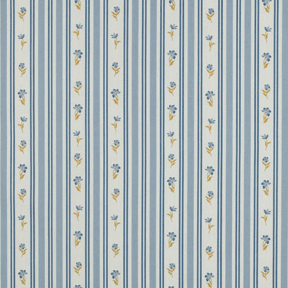 Image avec tissu Premium 100 % coton - motif floral et à rayures bleu, 110 g/m² – disponible chez Šarlotes audumi