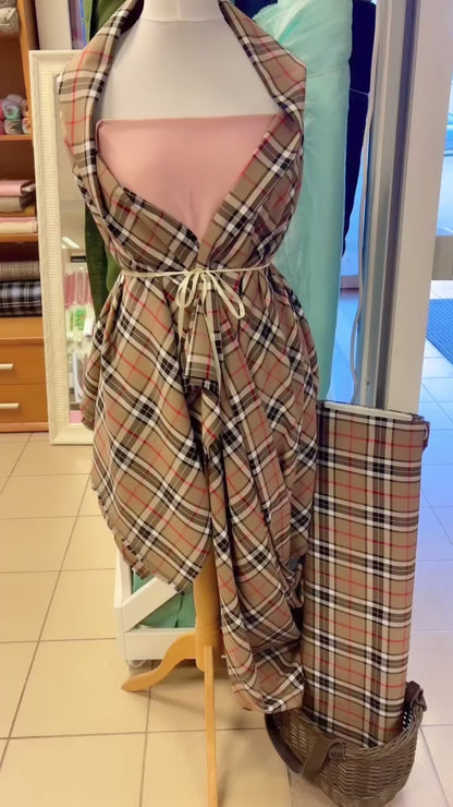 Kostīmaudums-bēšs rūtains 230 g/m²