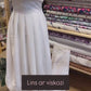 Linen with viscose - embroidered beige flowers 250 g/m²