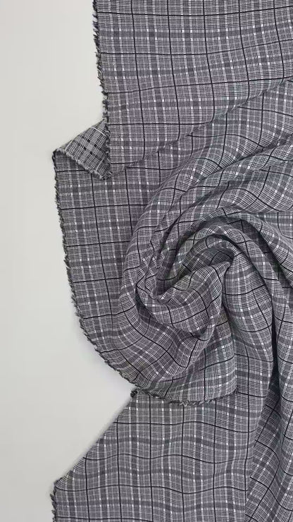 Tissu italien 100% coton gris à motif à carreaux 195 g/m²