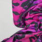 100% Silk satin - pattern on fuchsia background 80 g/m²