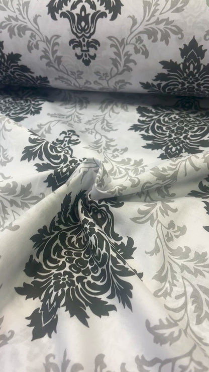 100% Cotton fabric - gray and black pattern 130 g/m²
