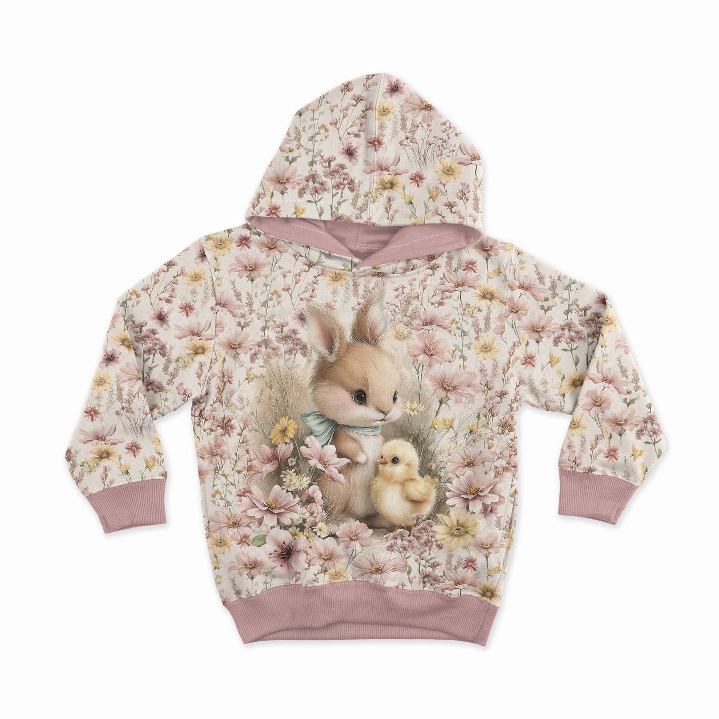 Kilpinio trikotažo panelis 40x50 cm – saulėto zuikučio draugystė 250 g/m²