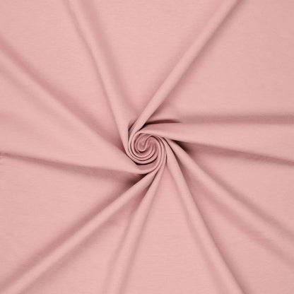 Image d'un tissu en maille Punta di Roma – rose poudré 320 g/m² – disponible chez Šarlotes audumi