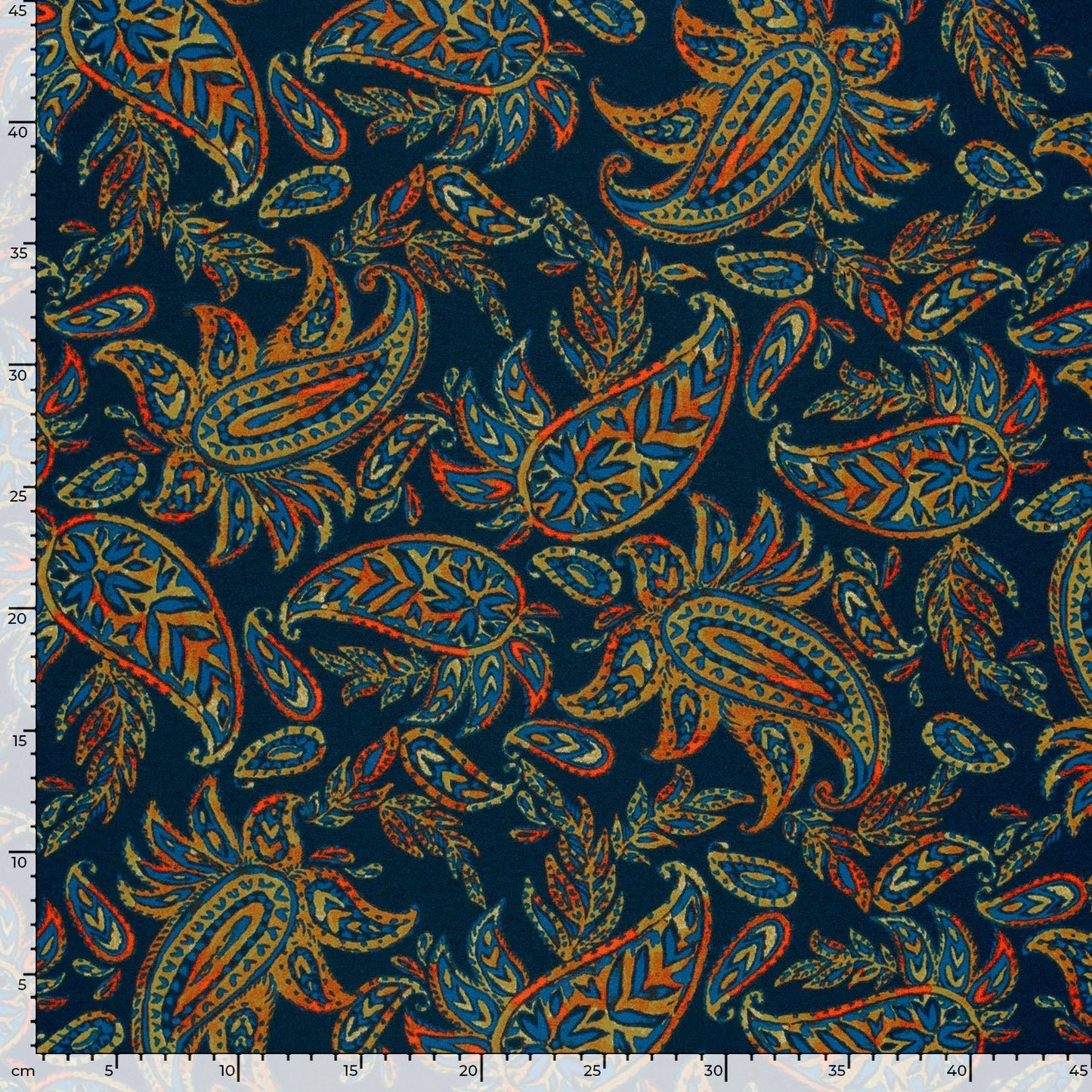 Attēls ar Punto di Roma trikotāžas audums - krāsains raksts 275 g/m² – pieejams Šarlotes audumi