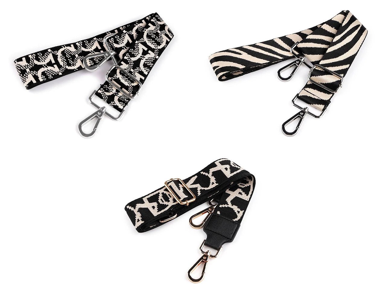 Attēls ar Regulējama soma siksna ar karabīnēm 80 - 143 cm| dažādu krāsu – pieejams Šarlotes audumi