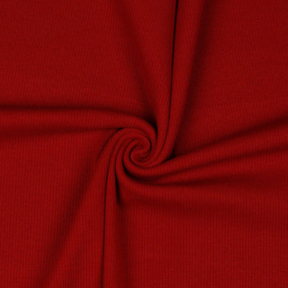 Jersey de coton côtelé (RIB JERSEY) - rouge foncé 240 g/m²