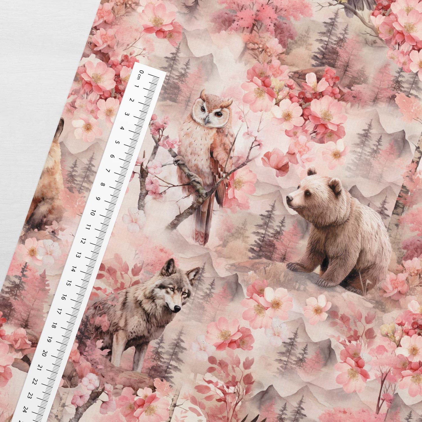 Kokvilnas cilpiņtrikotāža-sārtā meža pasaka 250 g/m²