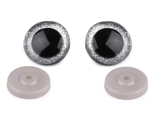 Image of toy eyes Ø40 mm with glitter (2 pairs per pack) – available at Šarlotes audumi