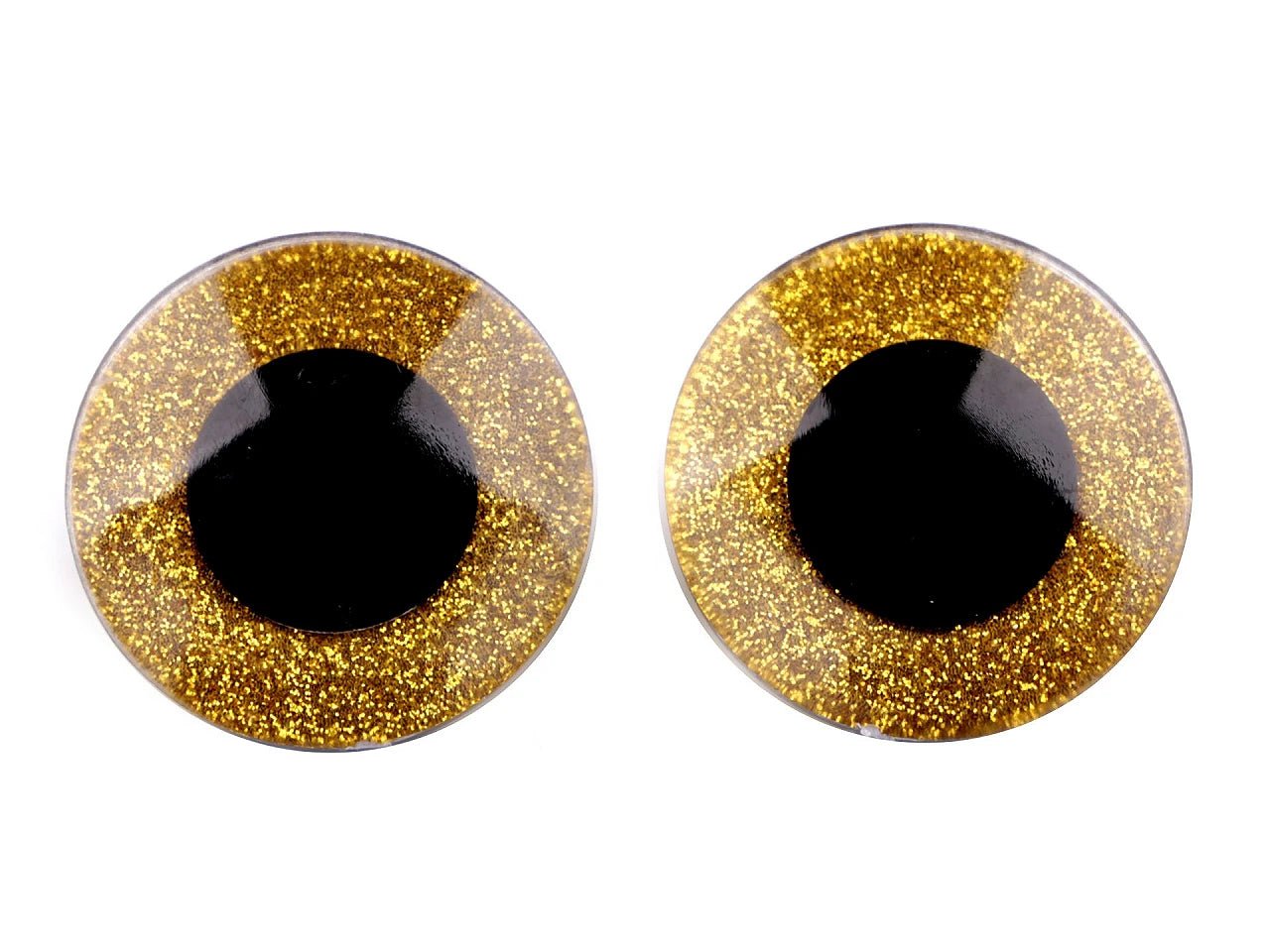 Toy eyes Ø40 mm with glitter (2 pairs per pack) – available at Charlotte Fabrics
