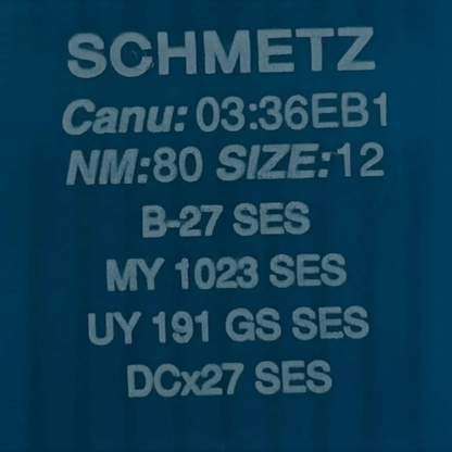 Image d’aiguilles d’overlock industrielles SCHMETZ DCx27 (B - 27) SES pour maille et vêtements de sport - 10 pièces – disponibles chez Šarlotes audumi