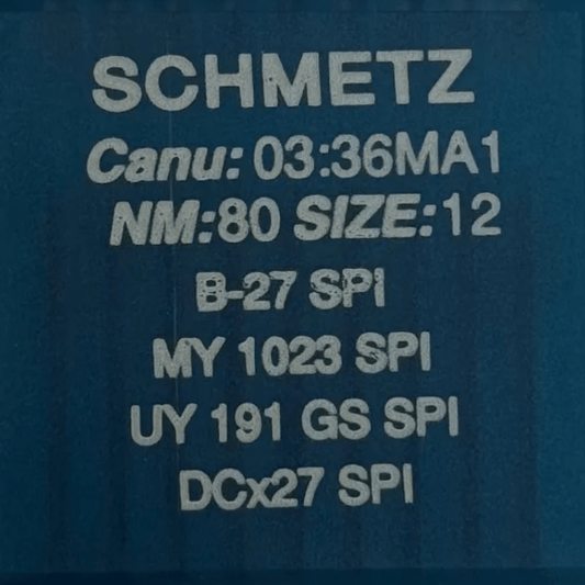 Attēls ar Rūpniecisko overloka adatas SCHMETZ DCx27 (B - 27) SPI blīviem un plāniem audumiem - 10 gab. – pieejams Šarlotes audumi