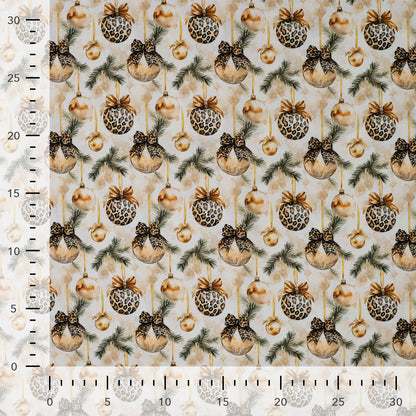 Premium 100% kokvilnas audums-Ziemassvētku leoparda dekori