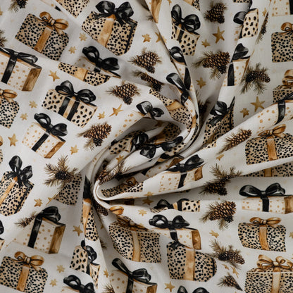 Premium 100% kokvilnas audums-Ziemassvētku leoparda dāvanas