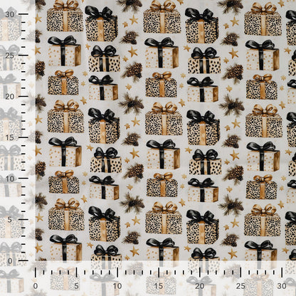 Premium 100% kokvilnas audums-Ziemassvētku leoparda dāvanas