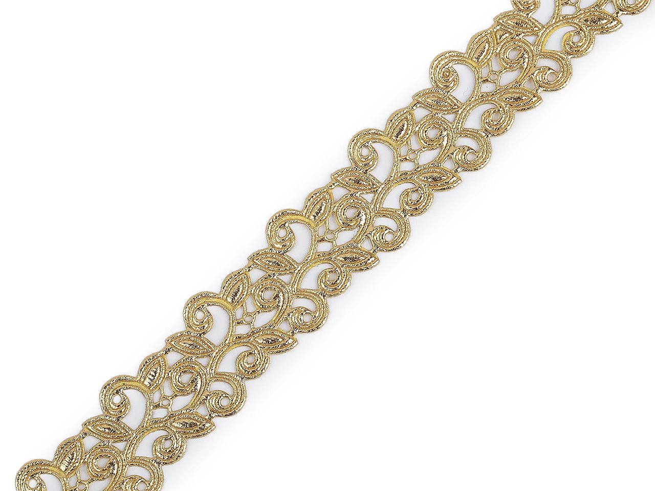 Attēls ar Satīna mežģīņu lente (laser - cut) | 22 mm|zelta – pieejams Šarlotes audumi