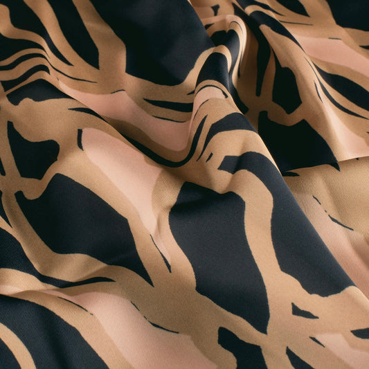 Image of Satin - abstract brown and black motif 185 g/m² – available at Šarlotes audumi