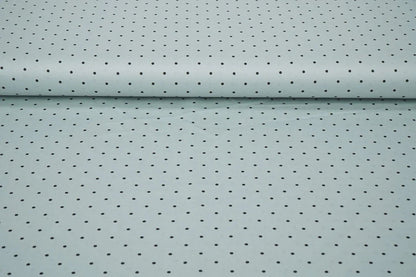 Satin stretch à pois sur fond menthe 90 g/m²