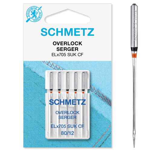 Attēls ar SCHMETZ Overloka un Koverloka adatas trikotāžai ELx705 SUK CF - Nr.80 (5gab.) – pieejams Šarlotes audumi