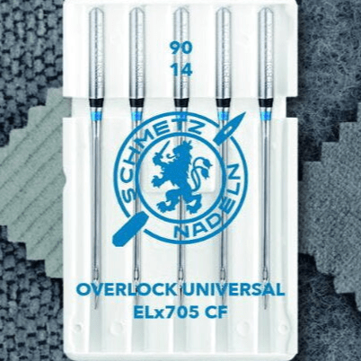 Image avec aiguilles universelles SCHMETZ pour surjeteuse et recouvreuse ELx705 CF - n°90 (5 pcs.) – disponible chez Šarlotes audumi