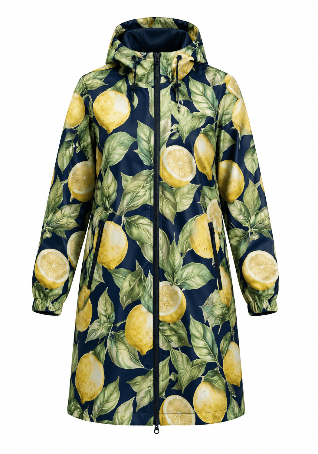 Image de tissu Softshell à motif citrons 300 g/m² – disponible chez Šarlotes audumi