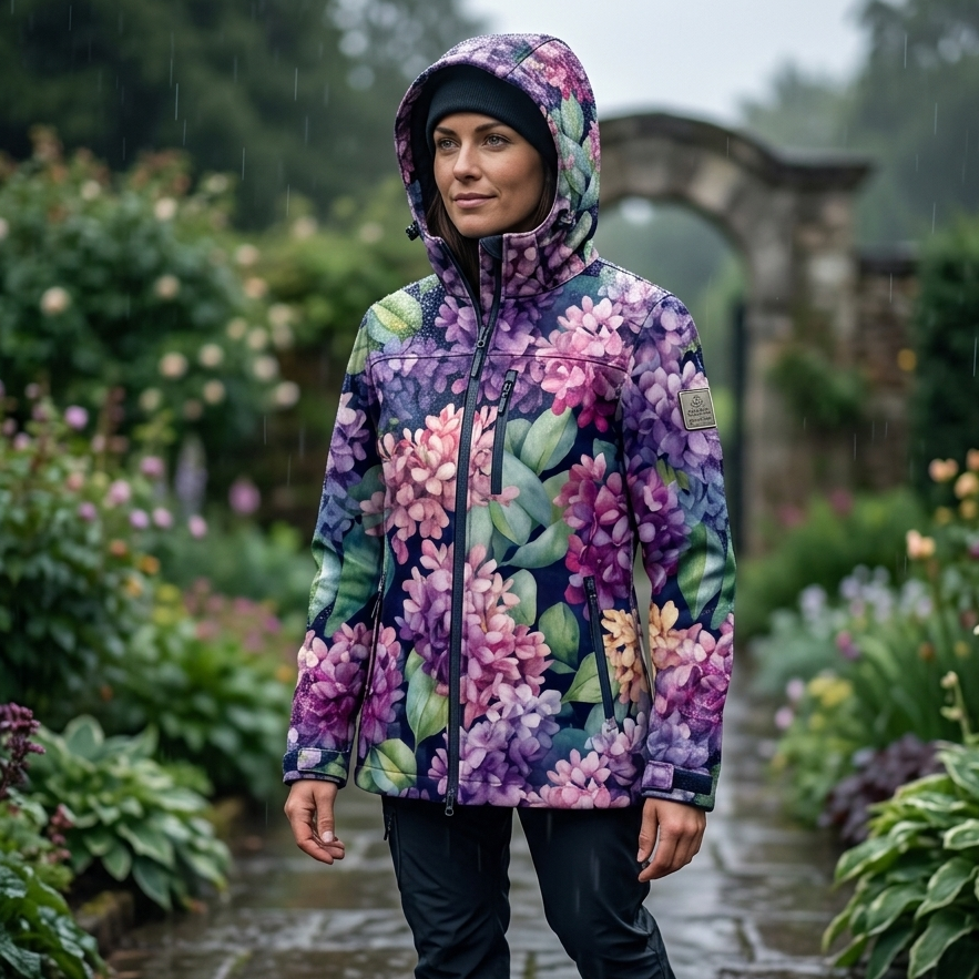 Image of Softshell fabric - hydrangeas 300 g/m² – available at Šarlotes audumi