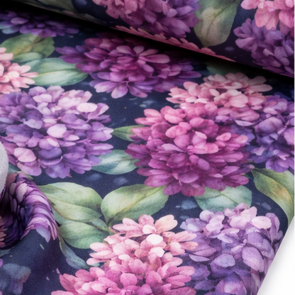 Image with Softshell fabric - hydrangeas 300 g/m² – available at Šarlotes audumi