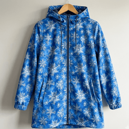 Attēls ar Softshell audums - sniegpārslas 300 g/m² – pieejams Šarlotes audumi
