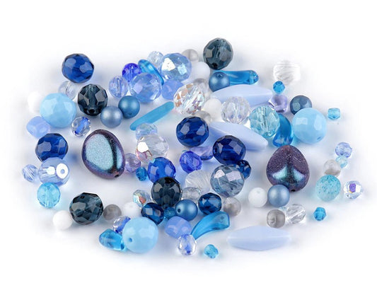 Stikla pērlītšu mix , Ø3 - 20 mm, dažādi izmēri, 50 g - dažādu krāsu varianti