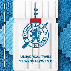 Image of SCHMETZ UNIVERSAL TWIN ZWI double universal sewing machine needle - No. 4/80 (1 pc) – available at Šarlotes audumi