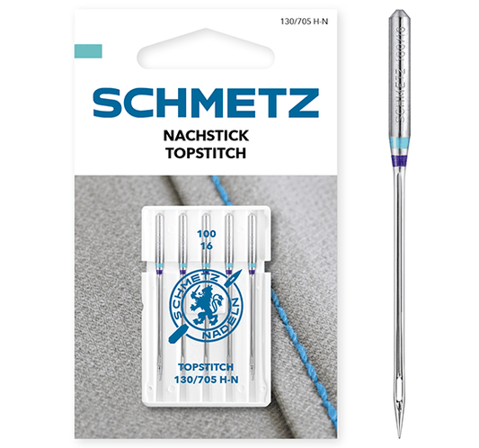 Šujmašīnu adatas dekoratīvajām šuvēm SCHMETZ TOPSTITCH NEEDLES - Nr.100 (5gab.)