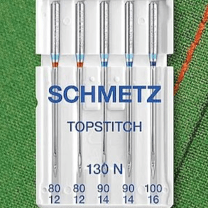 Šujmašīnu adatas dekoratīvajām šuvēm SCHMETZ TOPSTITCH NEEDLES - Nr.80/90/100 (5gab.)