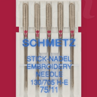 Šujmašīnu adatas dekoratīvām šuvēm un izšuvumiem SCHMETZ EMBROIDERY NEEDLES - Nr.75 (5gab.)