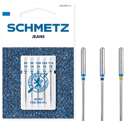 Aiguilles pour machine à coudre pour jean SCHMETZ JEANS - N°90/100/110 (5 pcs.)