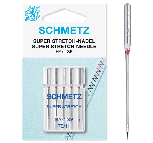 Šujmašīnu adatas ļoti elastīgai trikotāžai SCHMETZ SUPER STRETCH - Nr.75 (5gab.)
