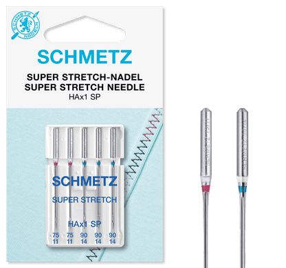 Šujmašīnu adatas ļoti elastīgai trikotāžai SCHMETZ SUPER STRETCH - Nr.75/90 (5gab.)