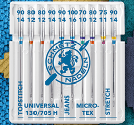 Kit d’aiguilles pour machine à coudre SCHMETZ COMBI 10 TOPSTITCH/UNIVERSAL/JEANS/MICROTEX/STRETCH (10 pièces)