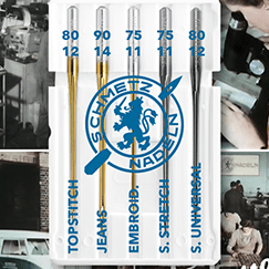 Attēls ar Šujmašīnu adatu komplekts SCHMETZ Combi Edition 175 Years – 5 gab. – pieejams Šarlotes audumi