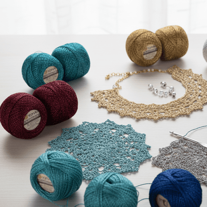 Image de Tambordiegi YarnArt Camellia avec fils brillants - 20 g / 192 m – disponible chez Šarlotes audumi