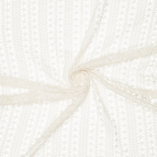 Tamborēts Mežģīņu audums - piena balts 230 g/m²