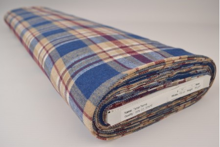 Beige and blue check flannel