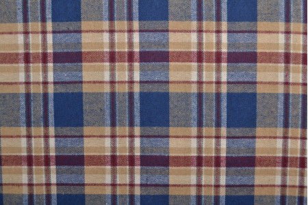 Beige and blue check flannel