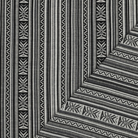 Attēls ar Tautiska raksta audums - melnbalts abstrakts raksts 315 g/m² – pieejams Šarlotes audumi