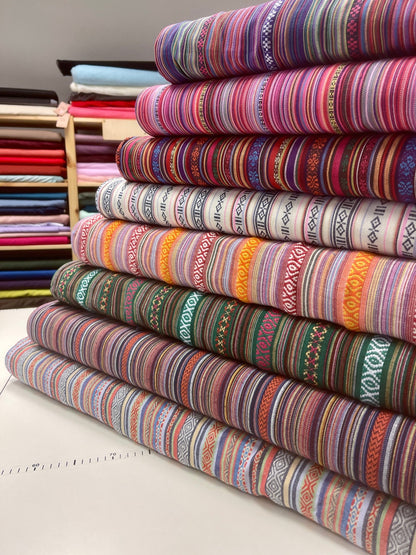 Tissu à motif ethnique - tons orange 200 g/m²