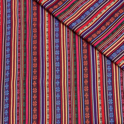 Tissu à motif traditionnel - tons rouges et bleus 200 g/m²