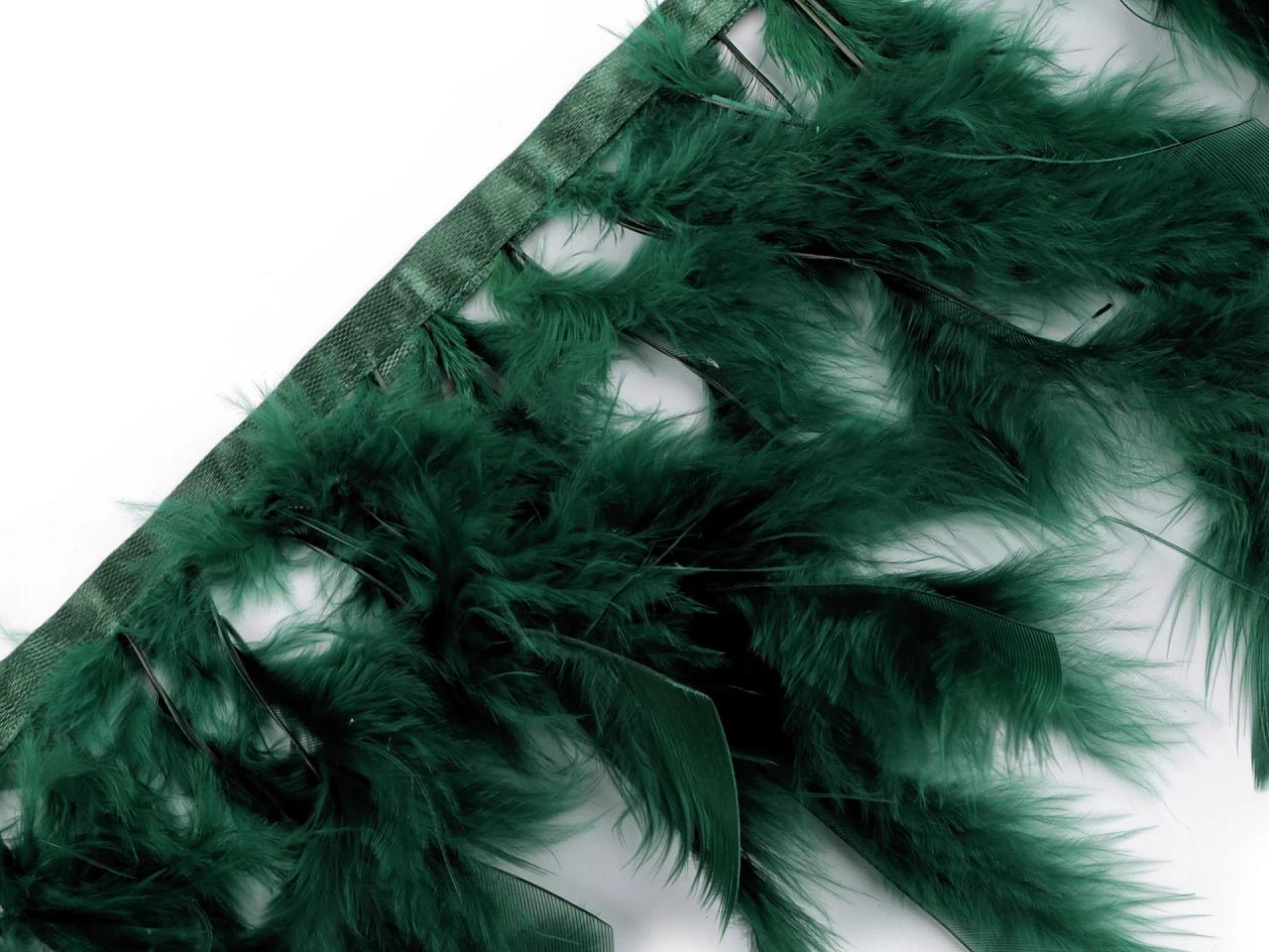 Attēls ar Tītara spalvu apdares lente - tumši zaļa (50 cm iepakojums) – pieejams Šarlotes audumi