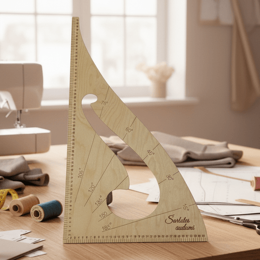 Attēls ar Trijstūra lineāls ar lekālu – pieejams Šarlotes audumi