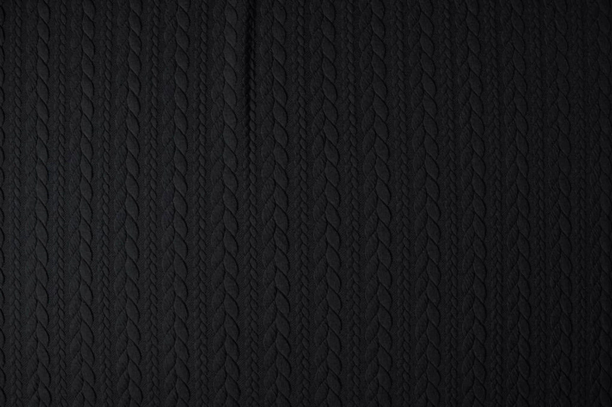 Attēls ar Trikotāžas audums ar adījuma rakstu - melnas pīnes 340 g/m² – pieejams Šarlotes audumi