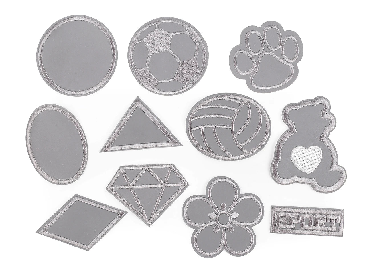 Attēls ar Uzgludināmie atstarotāji, aplikācijas | dažādas formas un izmēri – pieejams Šarlotes audumi